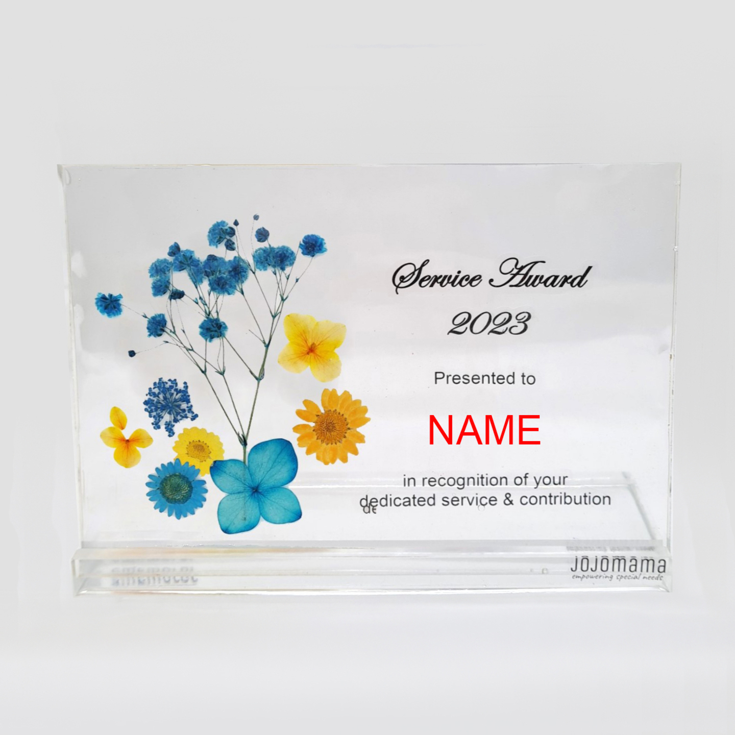 Award Plaque in real flowers & leaves with resin  Rectangle shape  Free design proposal