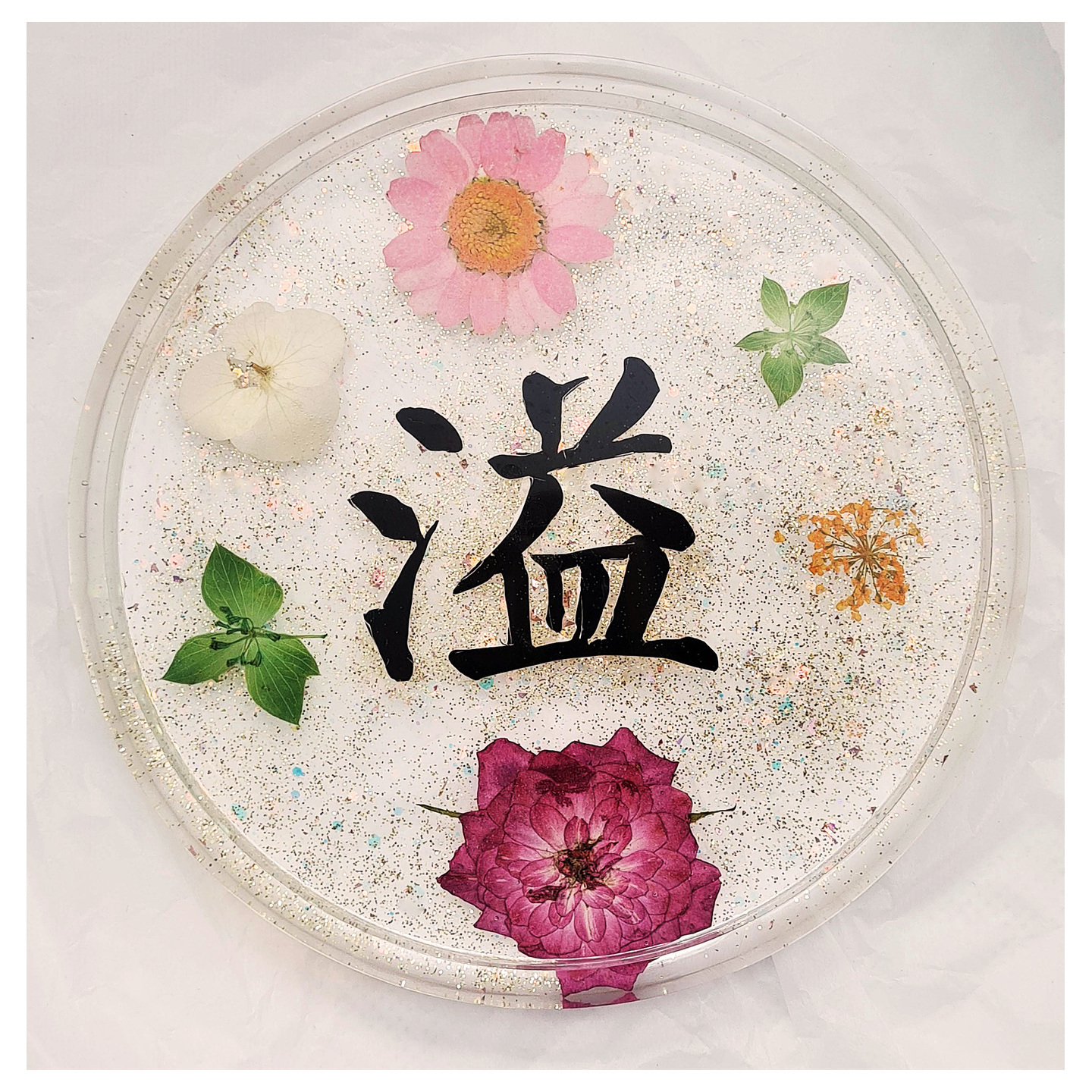 Yi   CNY SPECIAL SERIES  Real Pressed Flowers & Leaves Resin Coaster Handmade