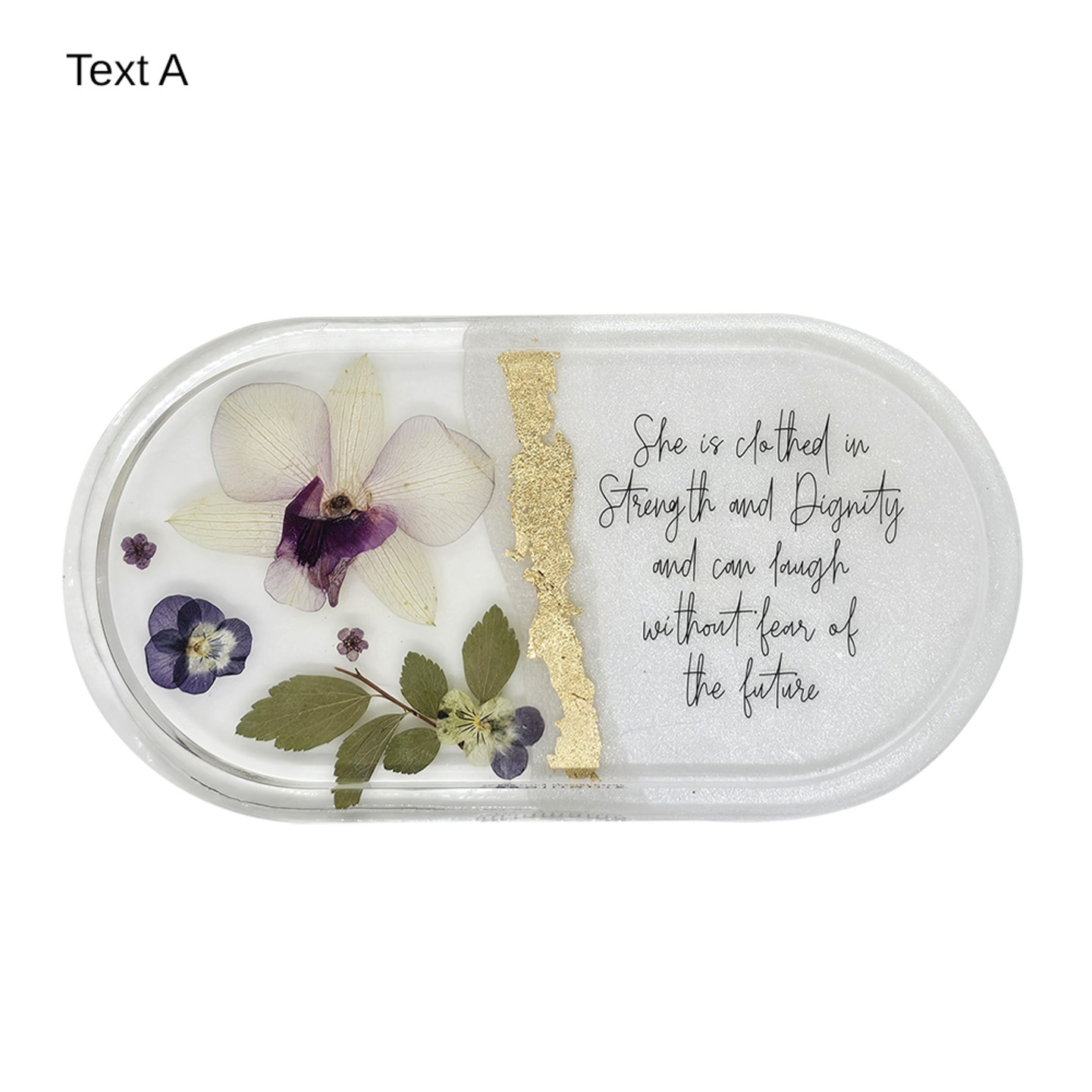 New 2025!🎉 Heartfelt Trinket Tray | Orchids series with words of love | Handmade Resin w/ Real Flowers 