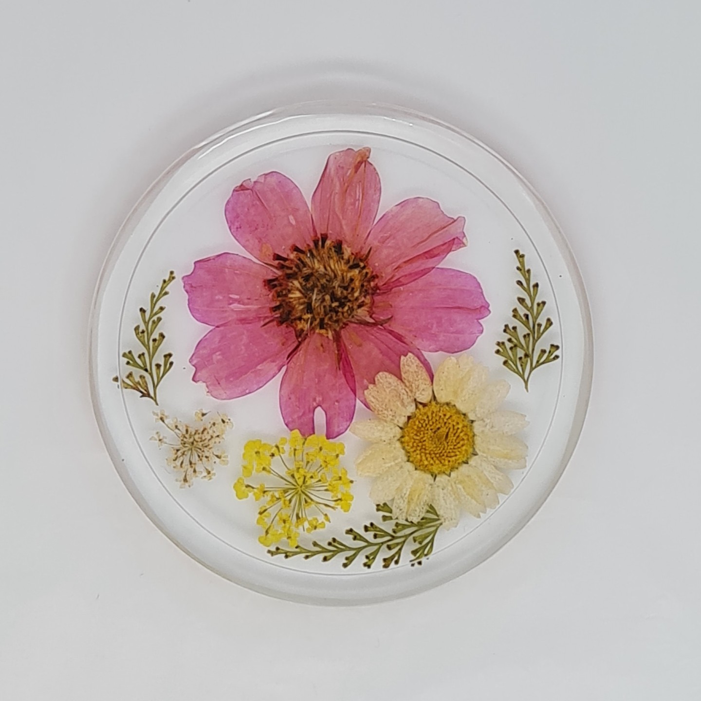 Bloom8 rim Real Pressed Flowers resin coaster Handmade