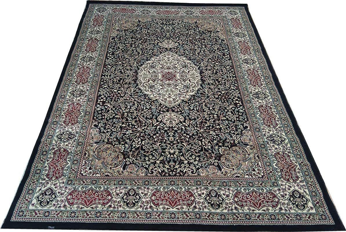 Hassan Carpet New Kashmiri Persian Design Extra Look Carpet for Living Room, Bedroom and For Hall, Black A36