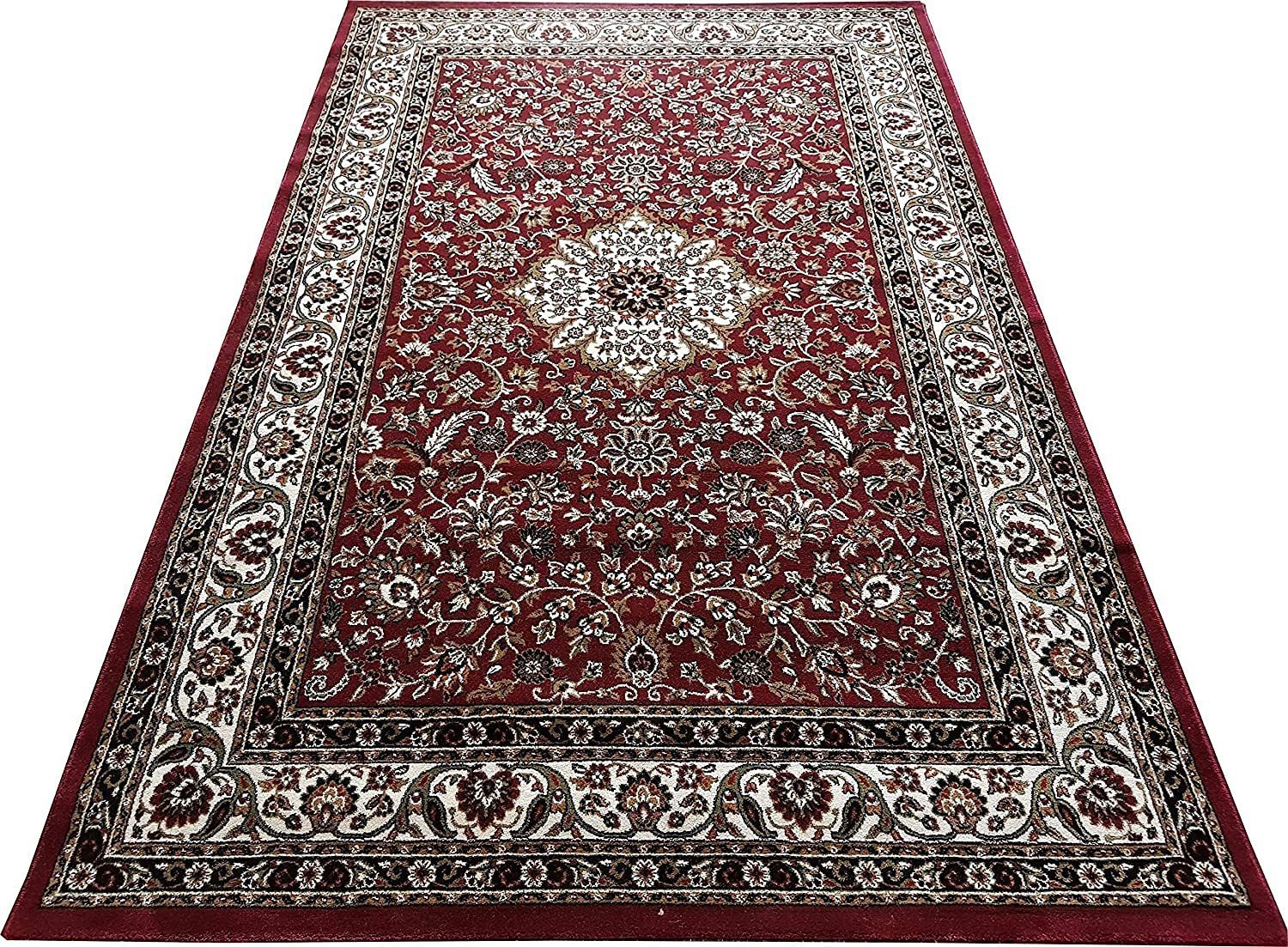 Hassan Carpet New Kashmiri Persian Design Extra Look Carpet for Living Room, Bedroom and For Hall, Red A25