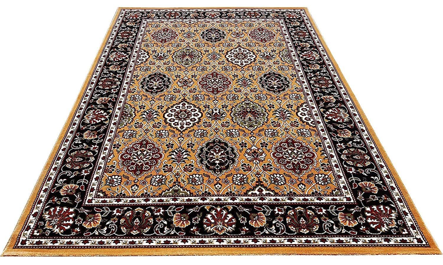 Hassan Carpet New Kashmiri Persian Design Extra Look Carpet for Living Room, Bedroom and For Hall, Gold A2