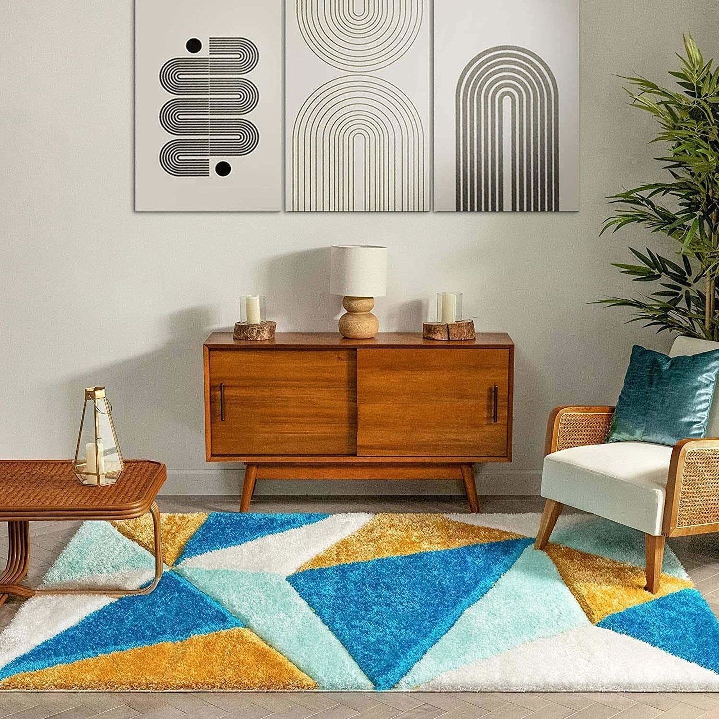 Hassan Carpet Microfiber Premium Modern Design Handwoven Carpet For Home & Office Floor Runner (Multi D7)