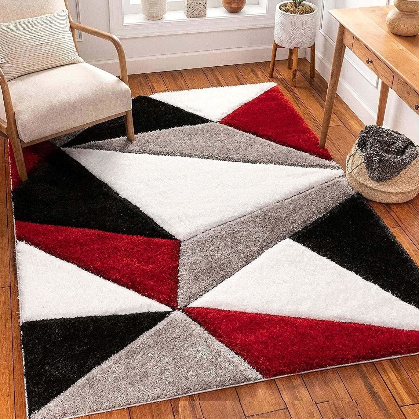 Hassan Carpet Microfiber Premium Modern Design Handwoven Carpet For Home & Office Floor Runner (Multi D8)