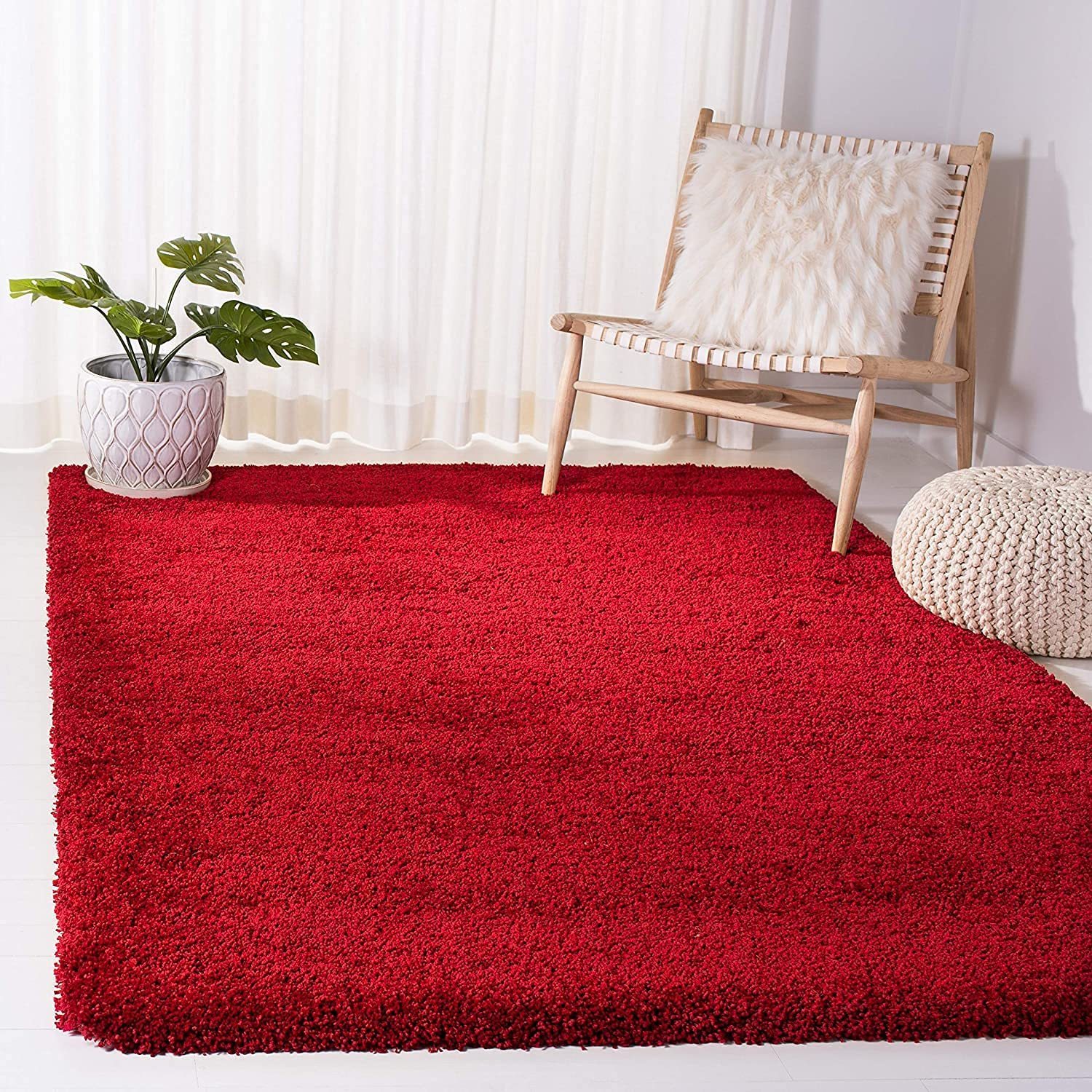 Hassan Carpet Microfiber Premium Modern Design Handwoven Carpet For Home & Office Floor Runner (Red)
