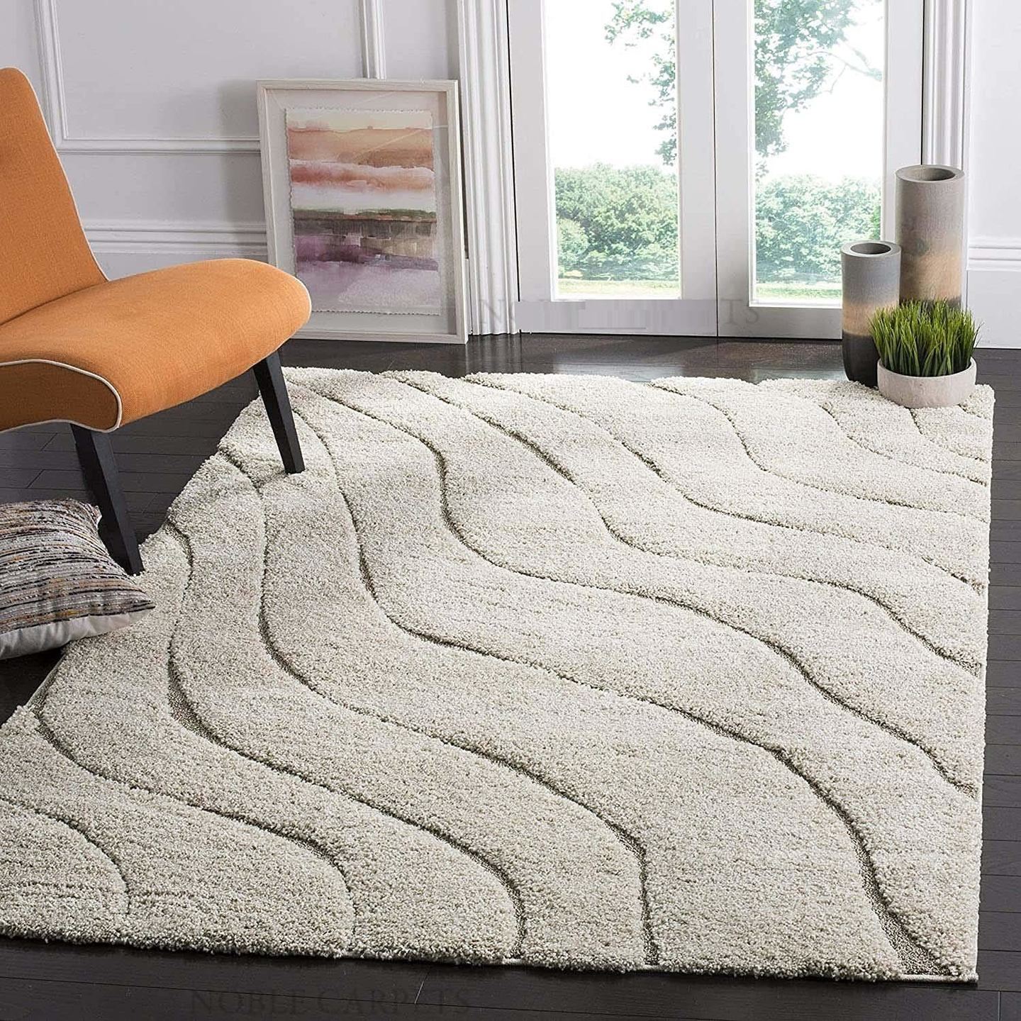 Hassan Carpet Microfiber Premium Modern Design Handwoven Carpet For Home & Office Floor Runner (Beige)