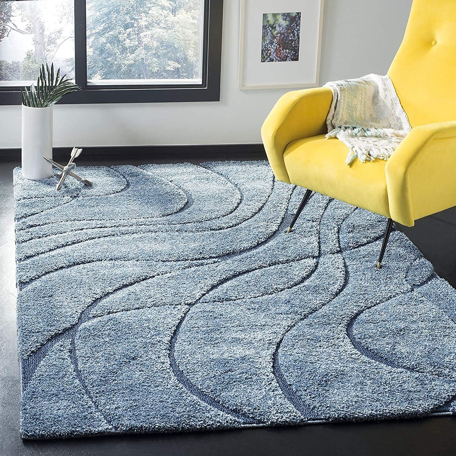 Hassan Carpet Teal Blue Microfiber Cozy & Fluffy Shaggy Carpet and Rugs Best Suitable For Living room & Office Floor Mat