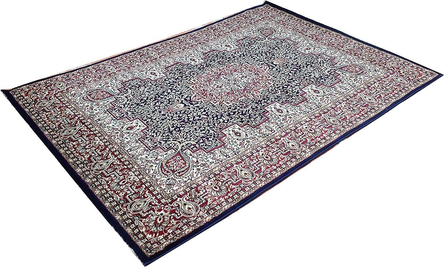 Hassan Carpet New Kashmiri Persian Design Extra Look Carpet for Living Room, Bedroom and For Hall, Blue A55