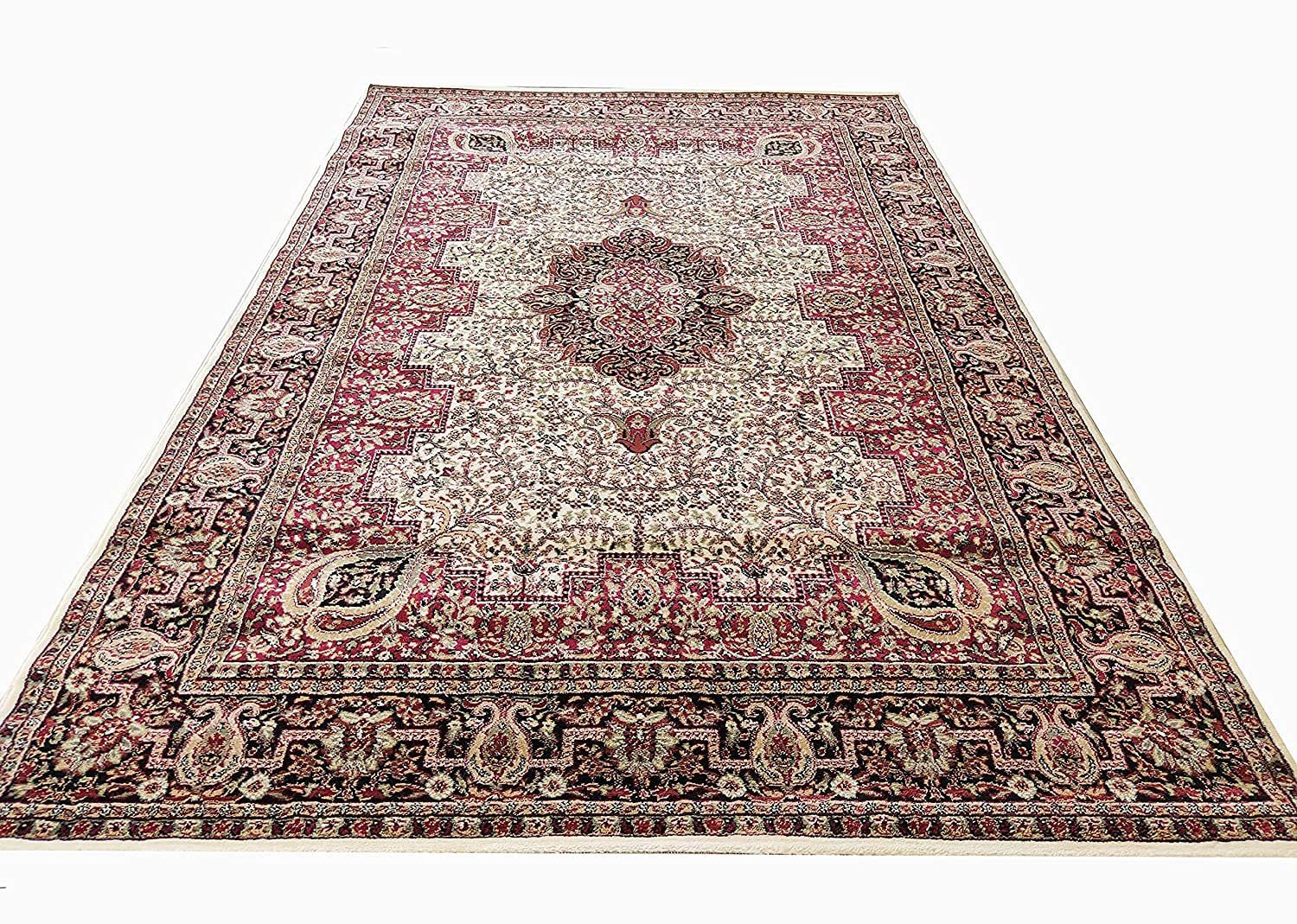 Hassan Carpet New Kashmiri Persian Design Extra Look Carpet for Living Room, Bedroom and For Hall, Ivory A78