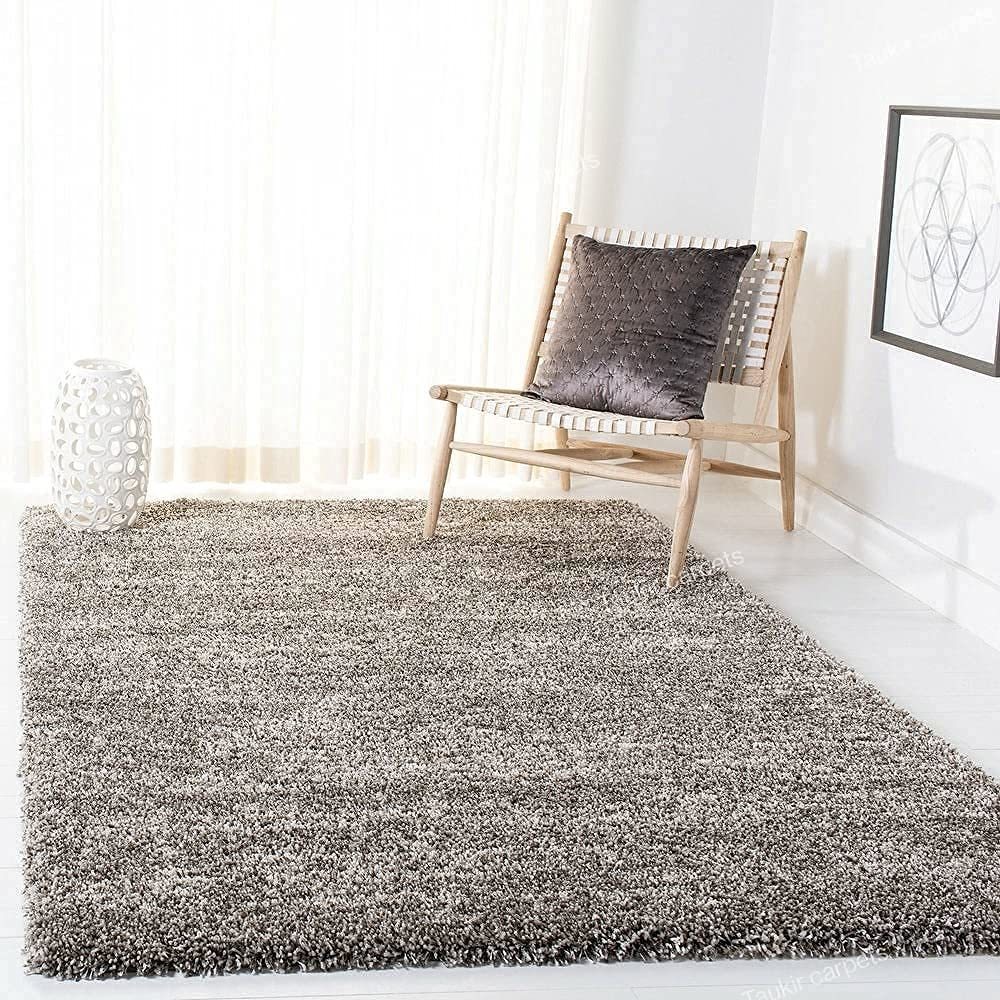Hassan Carpet Microfiber Premium Modern Design Handwoven Carpet For Home & Office Floor Runner (M SILVER & IVORY)