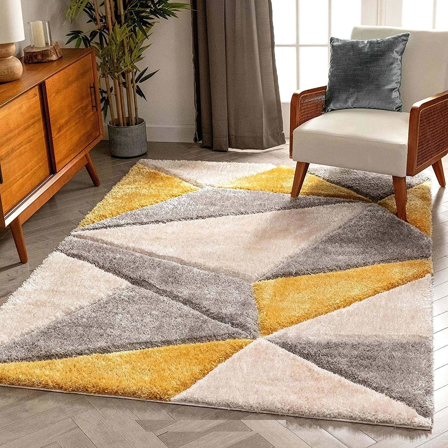 Hassan Carpet Microfiber Premium Modern Design Handwoven Carpet For Home & Office Floor Runner (Multi D9)