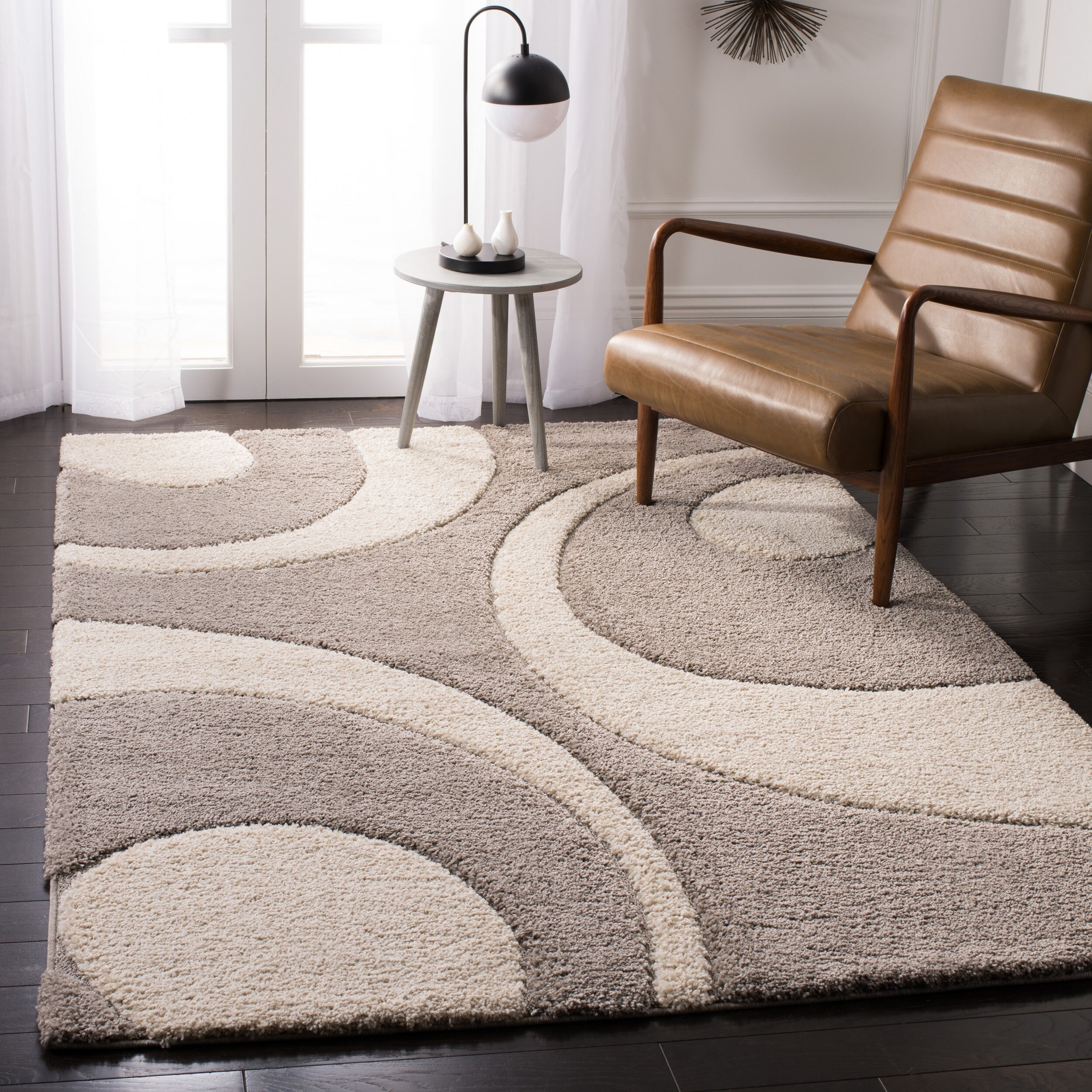 Hassan Carpet Microfiber Premium Modern Design Handwoven Carpet For Home & Office Floor Runner (Grey & Ivory)