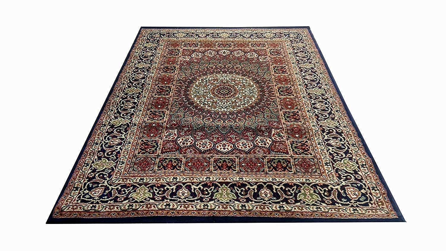 Hassan Carpet New Kashmiri Persian Design Extra Look Carpet for Living Room, Bedroom and For Hall, Blue A61