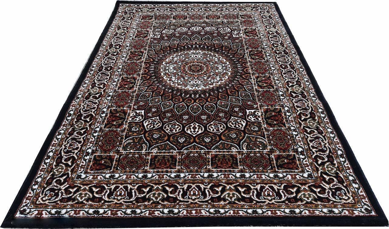 Hassan Carpet New Kashmiri Persian Design Extra Look Carpet for Living Room, Bedroom and For Hall, Black A46