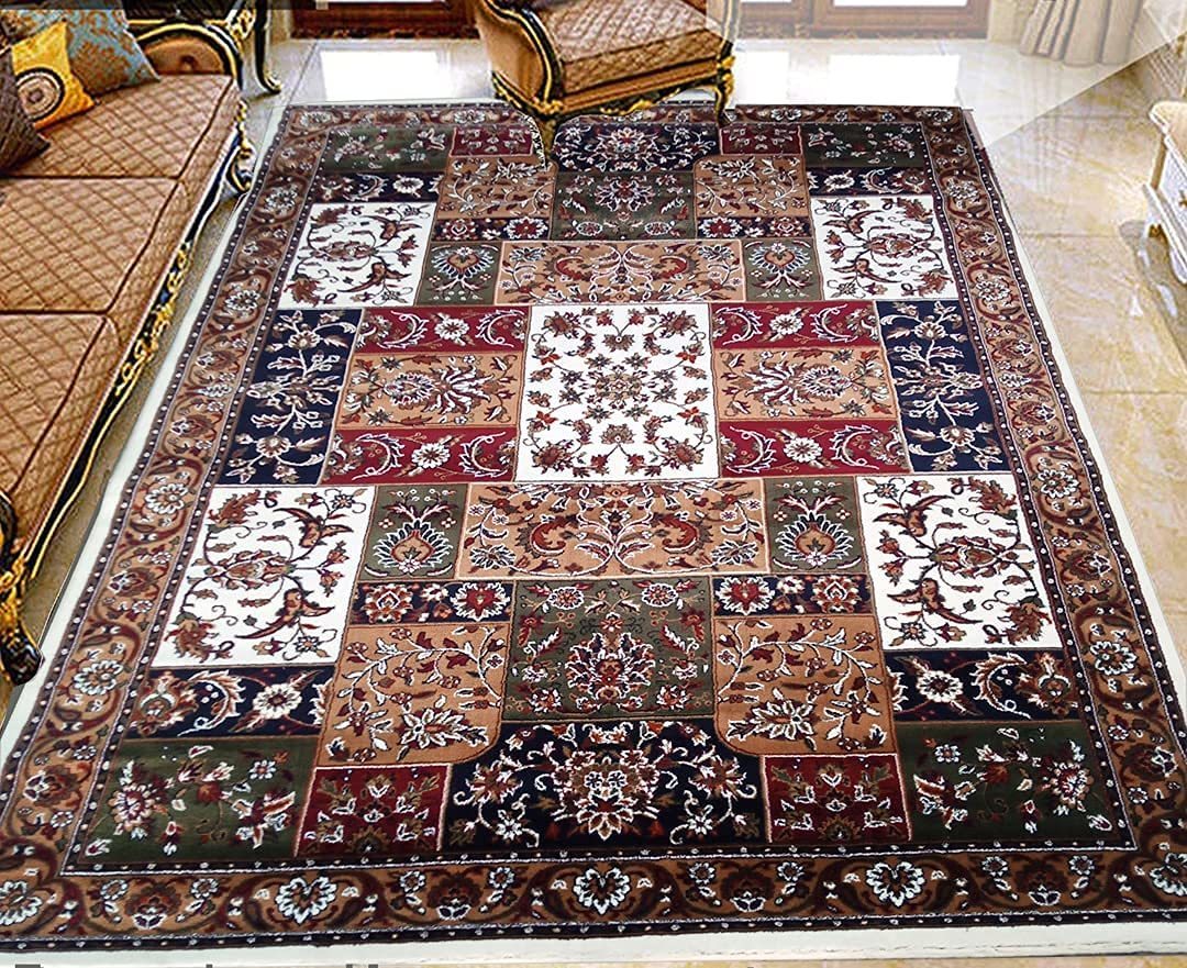 Hassan Carpet New Kashmiri Persian Design Extra Look Carpet for Living Room, Bedroom and For Hall, Ivory A33