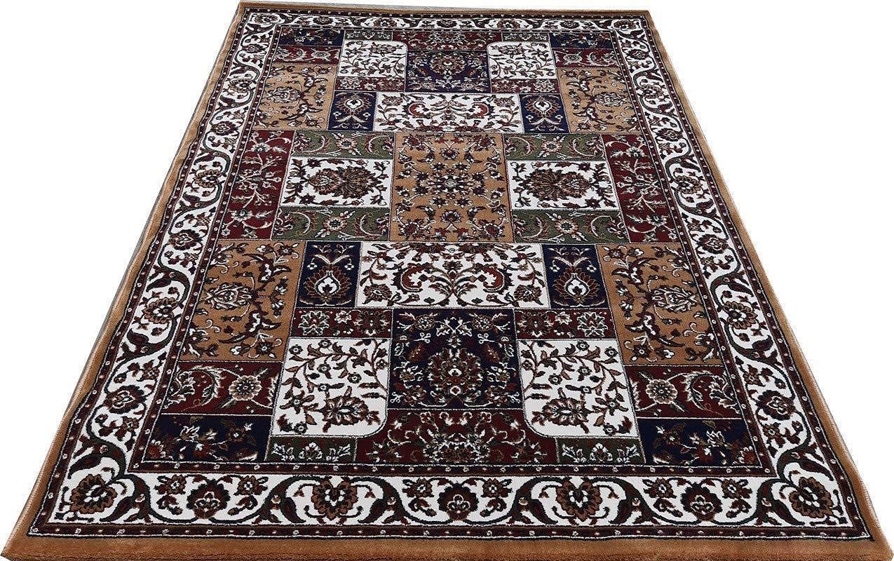 Hassan Carpet New Kashmiri Persian Design Extra Look Carpet for Living Room, Bedroom and For Hall, Gold A27