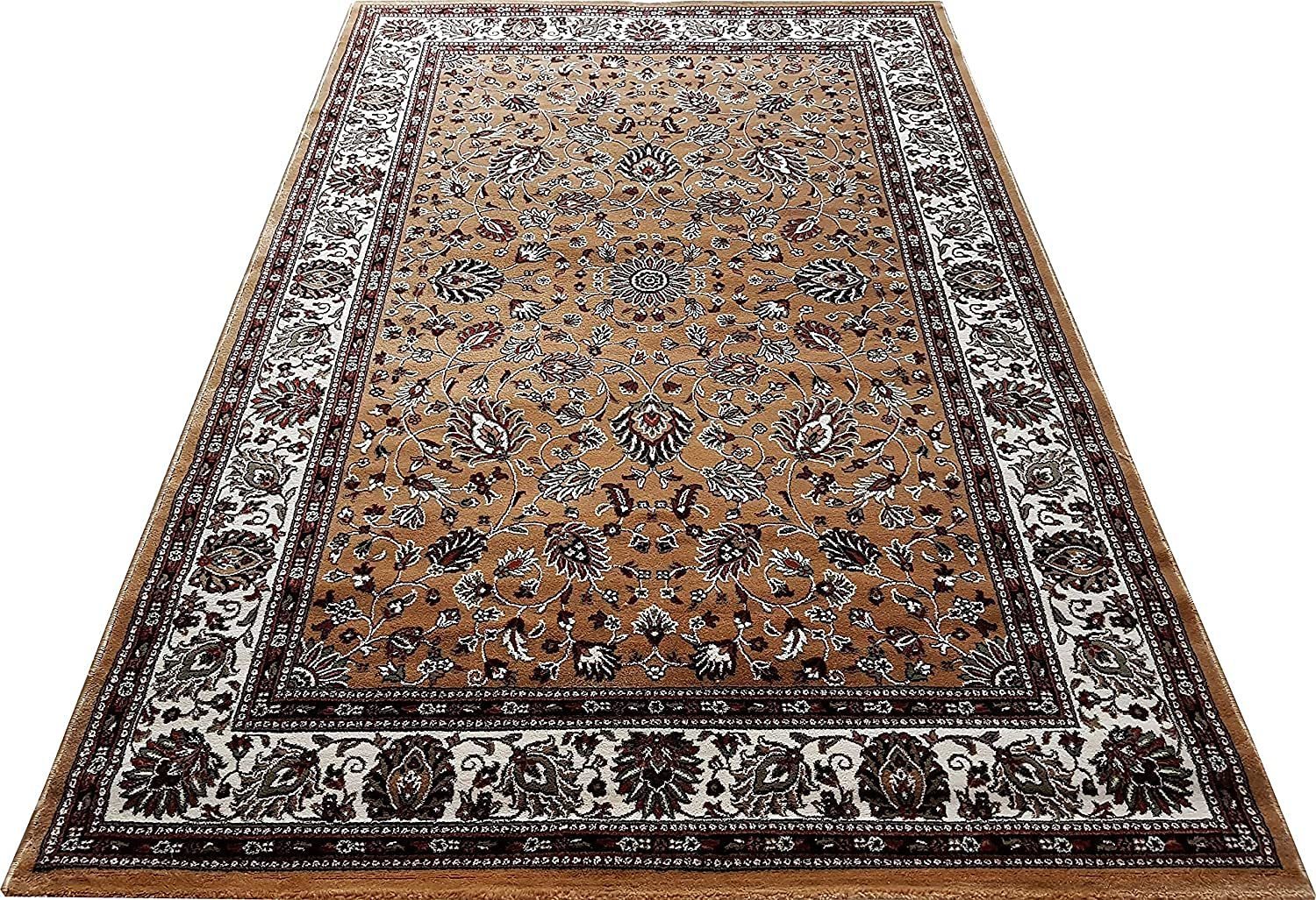 Hassan Carpet New Kashmiri Persian Design Extra Look Carpet for Living Room, Bedroom and For Hall, Gold A9