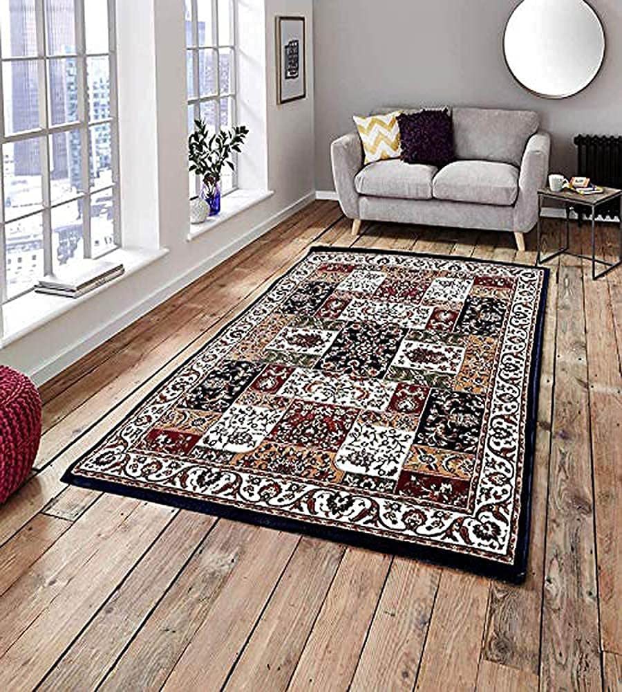 Hassan Carpet New Kashmiri Persian Design Extra Look Carpet for Living Room, Bedroom and For Hall, Black A42
