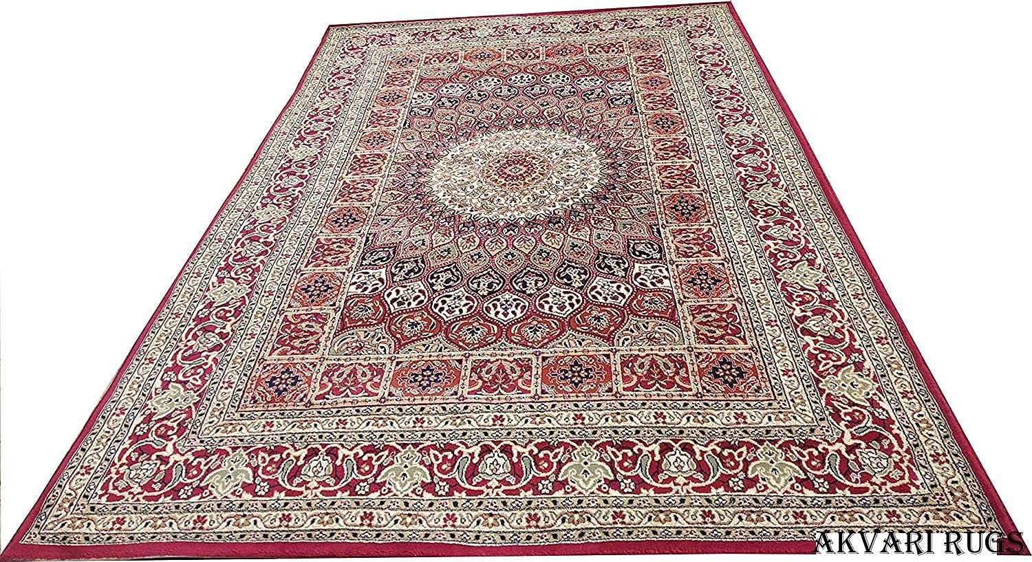 Hassan Carpet New Kashmiri Persian Design Extra Look Carpet for Living Room, Bedroom and For Hall, Red A51