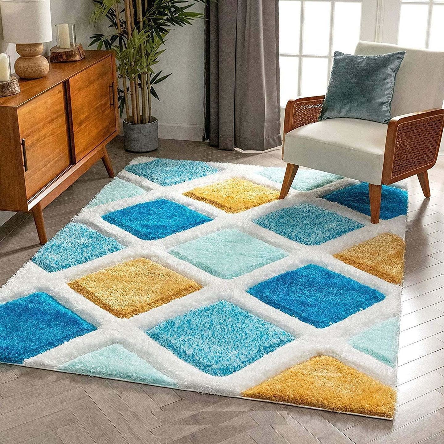 Hassan Carpet Microfiber Premium Modern Design Handwoven Carpet For Home & Office Floor Runner (Multi A8)