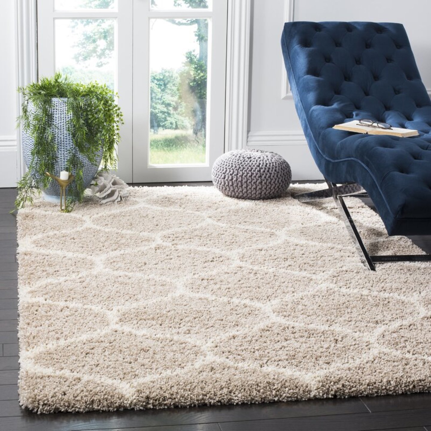 Hassan Carpet Rugs Shaggy Rugs Living Room & Bedroom Soft Touch 5 cm Thick Pile Modern Bedroom Living Room Area Rugs Non Shed 5 x 7 Ft Size, Duck Egg Blue