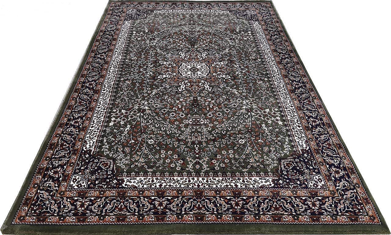Hassan Carpet New Kashmiri Persian Design Extra Look Carpet for Living Room, Bedroom and For Hall, Green A14