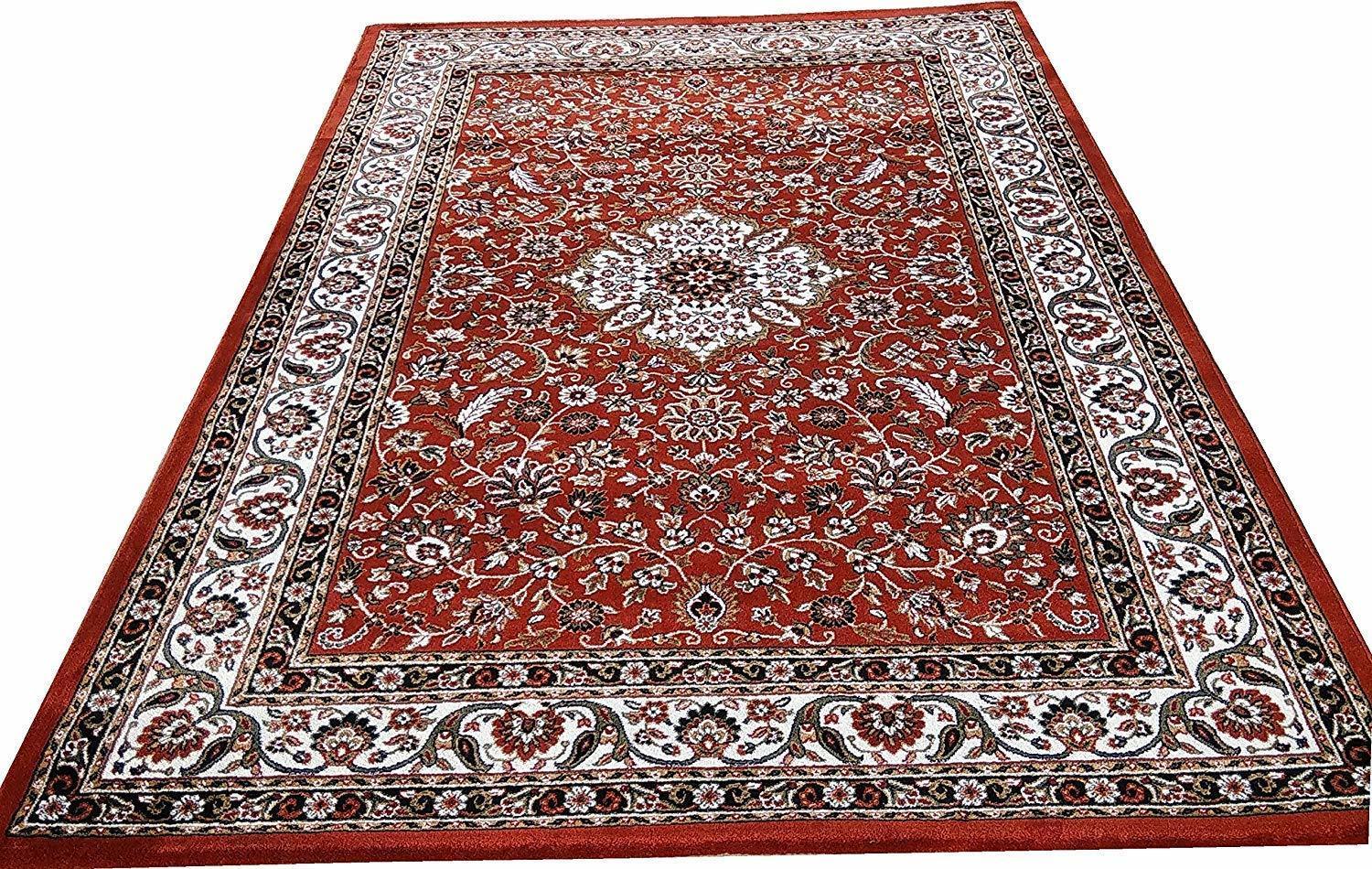 Hassan Carpet New Kashmiri Persian Design Extra Look Carpet for Living Room, Bedroom and For Hall, Rust A63