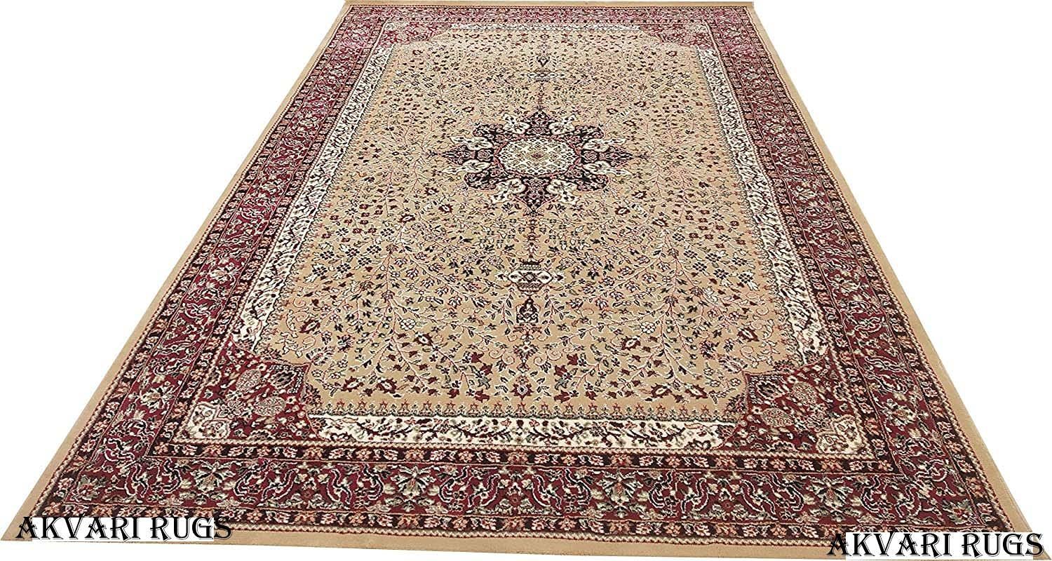 Hassan Carpet New Kashmiri Persian Design Extra Look Carpet for Living Room, Bedroom and For Hall, Gold A87