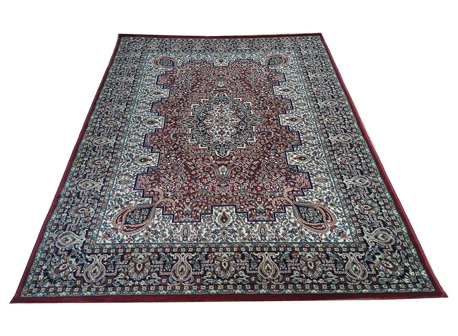 Hassan Carpet New Kashmiri Persian Design Extra Look Carpet for Living Room, Bedroom and For Hall, Red A53