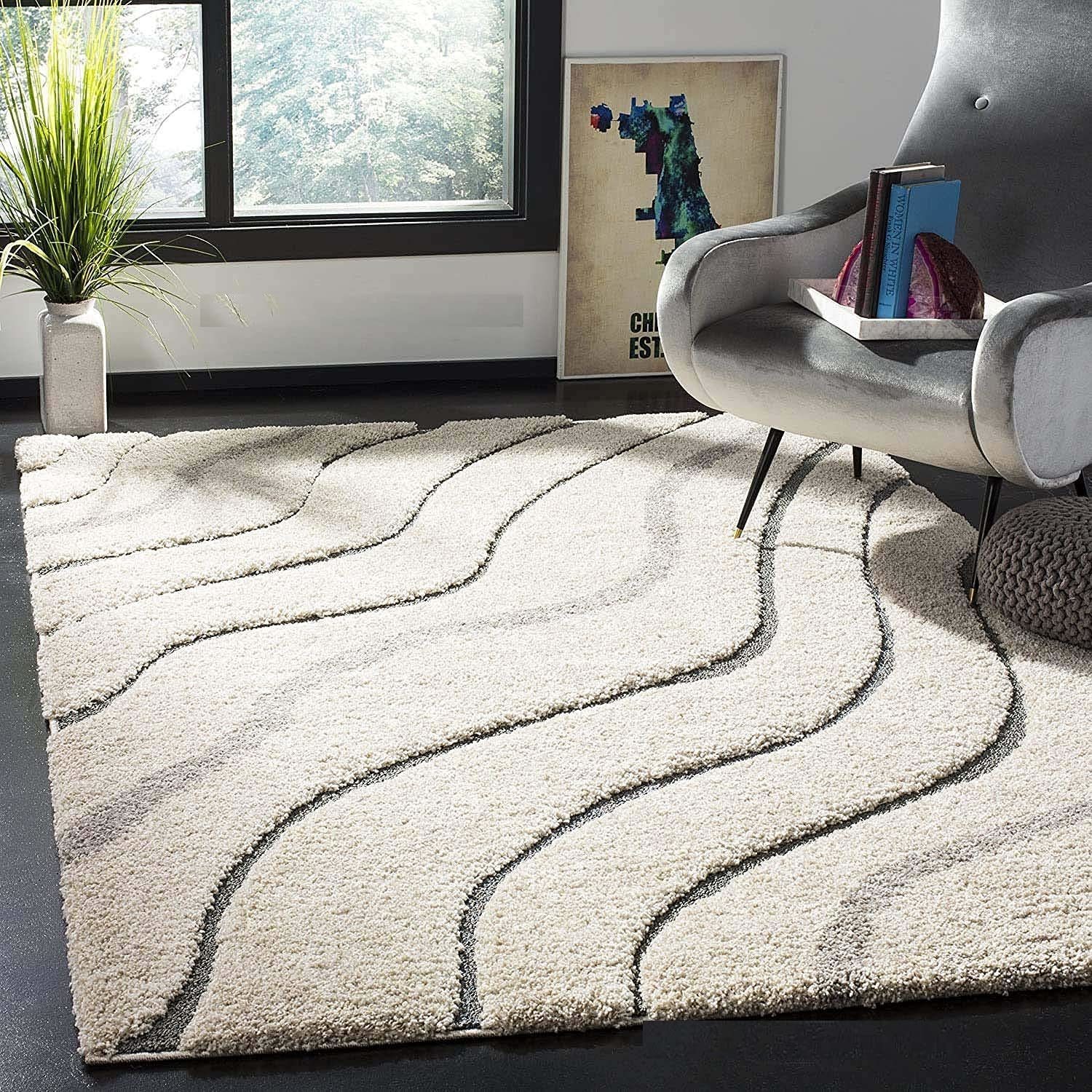 Hassan Carpet Microfiber Premium Modern Design Handwoven Carpet For Home & Office Floor Runner (Ivory C10)
