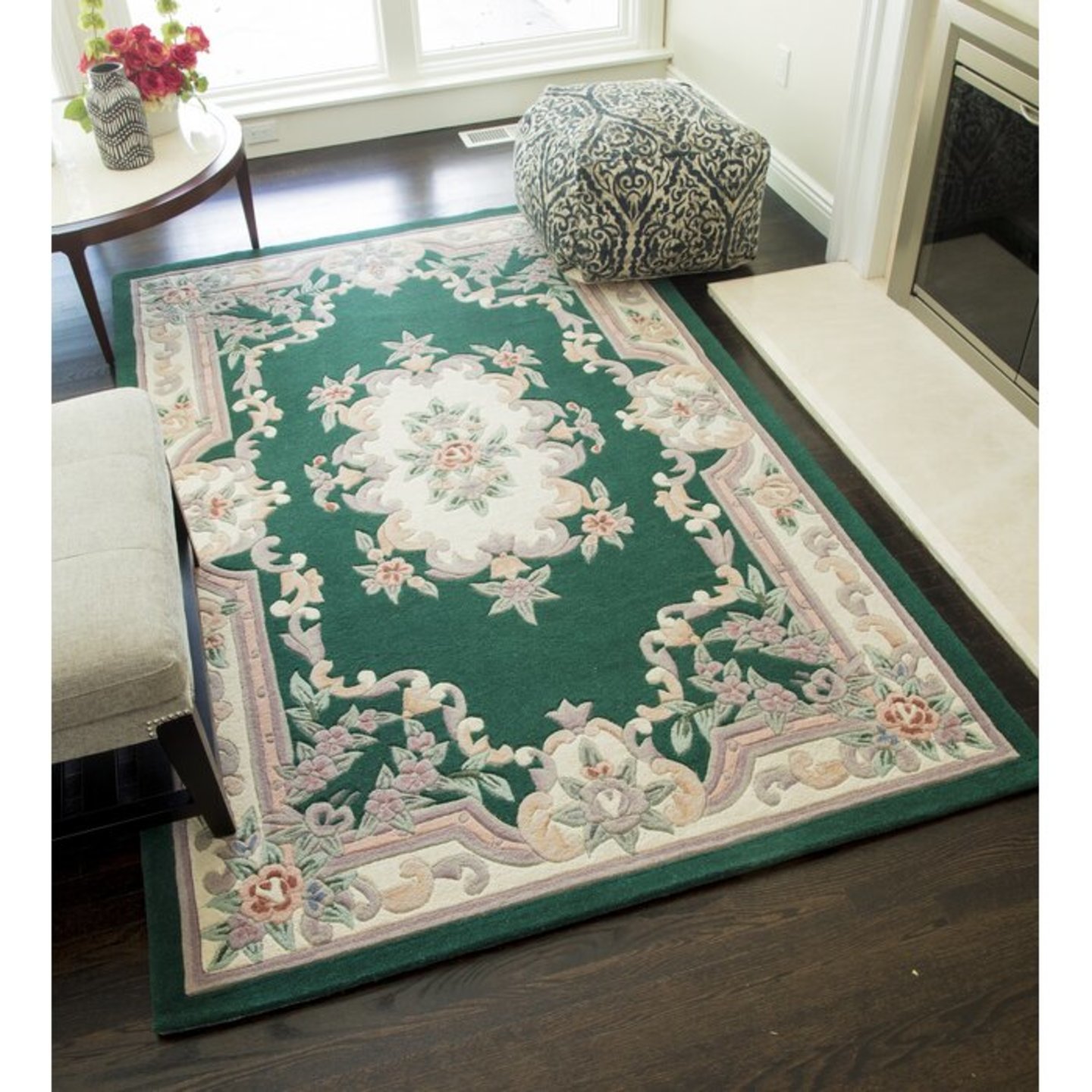 Hassan Carpet Green Export Quality Handmade Carpet(Kaleen) With Binding on Edge With Canvas Backing For Bedroom Living Room Floor