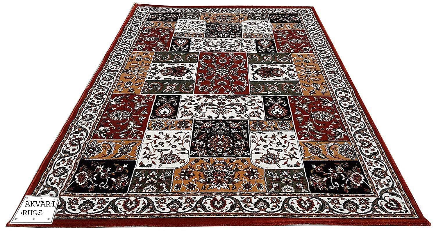Hassan Carpet New Kashmiri Persian Design Extra Look Carpet for Living Room, Bedroom and For Hall, Rust A45