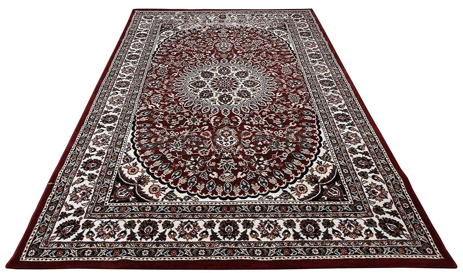 Hassan Carpet New Kashmiri Persian Design Extra Look Carpet for Living Room, Bedroom and For Hall, Red A23