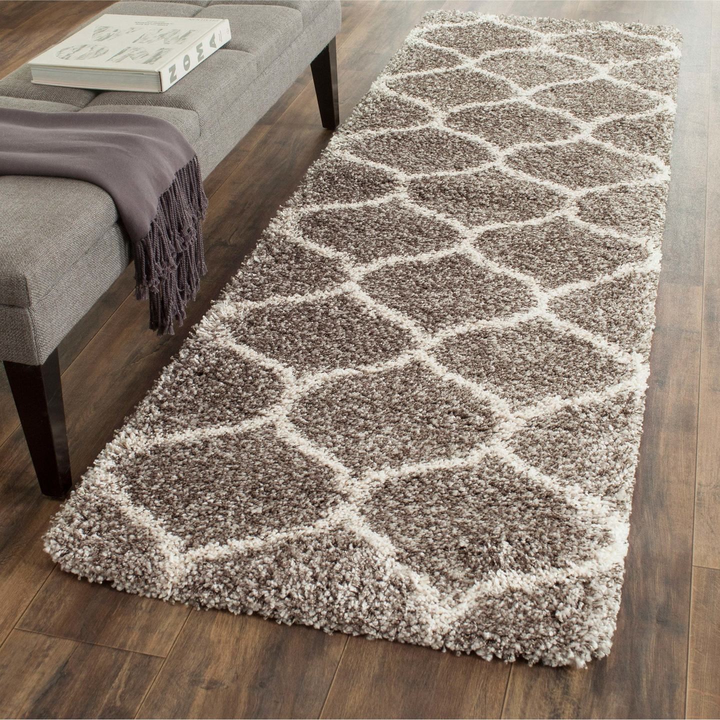 Hassan Carpet Microfiber Premium Modern Design Handwoven Carpet For Home & Office Floor Runner (Moroccan-Dark beige)