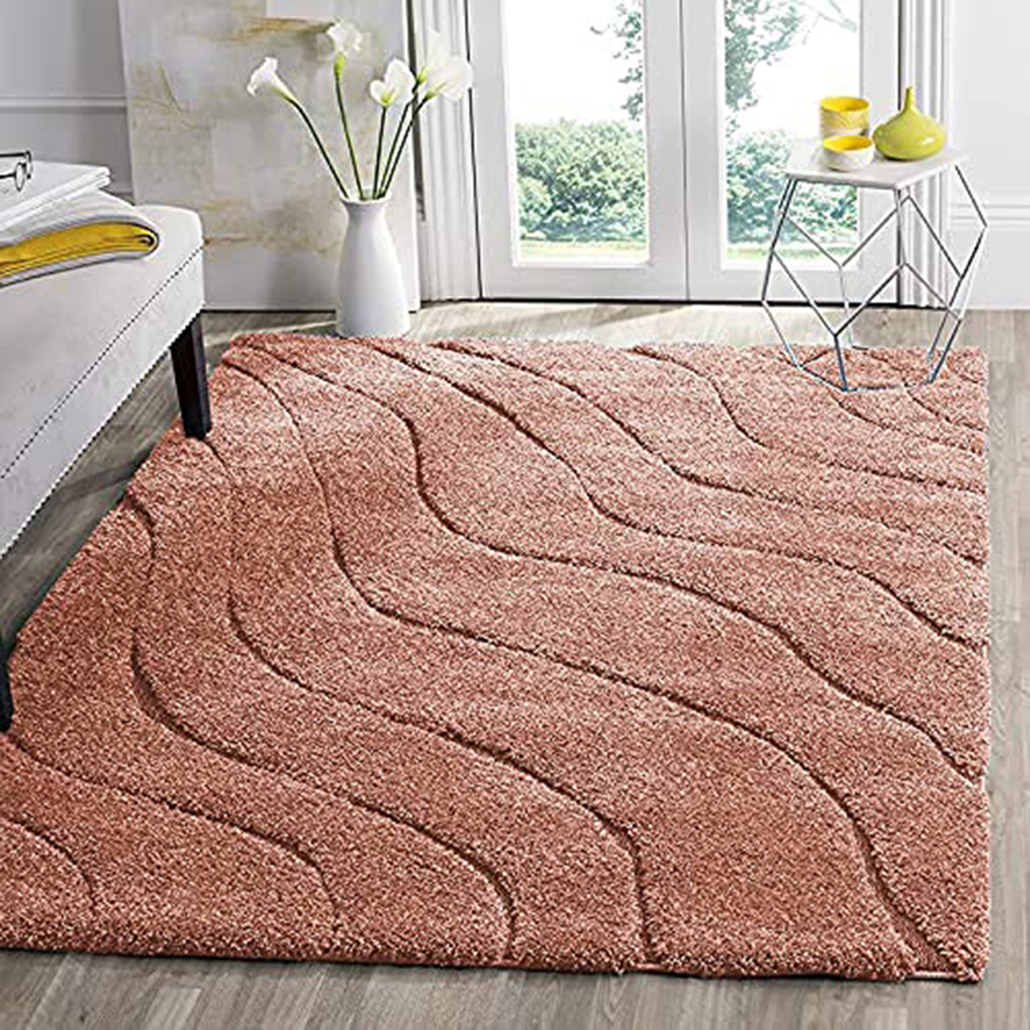 Hassan Carpet Rust Microfiber Cozy & Fluffy Shaggy Carpet and Rugs Best Suitable For Living room & Office Floor Mat With 2 inch Thickness