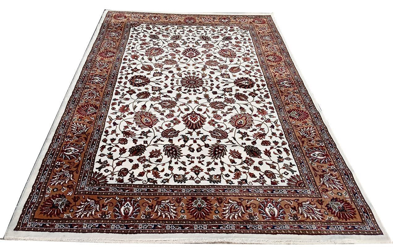 Hassan Carpet New Kashmiri Persian Design Extra Look Carpet for Living Room, Bedroom and For Hall, Ivory A69