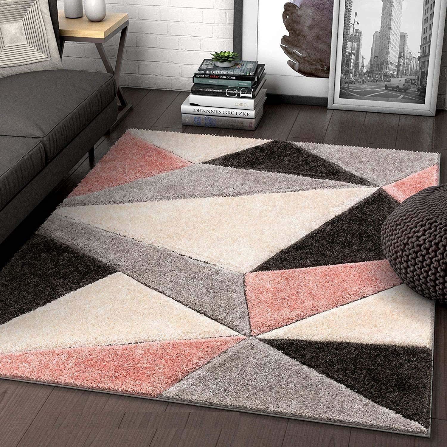 Hassan Carpet Microfiber Premium Modern Design Handwoven Carpet For Home & Office Floor Runner (Multi D5)