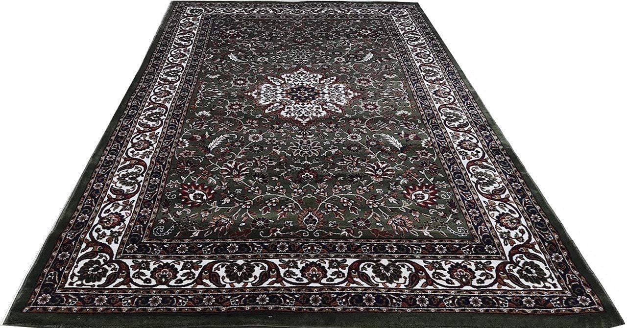 Hassan Carpet New Kashmiri Persian Design Extra Look Carpet for Living Room, Bedroom and For Hall, Green A16