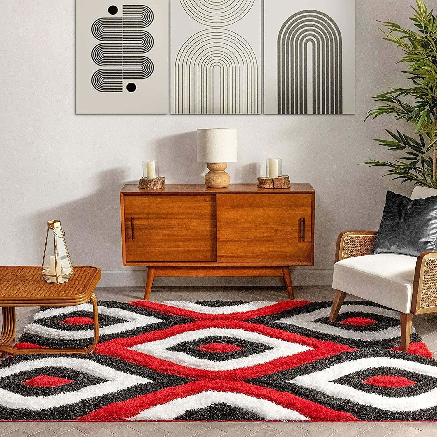 Hassan Carpet Microfiber Premium Modern Design Handwoven Carpet For Home & Office Floor Runner (Maroon A3)
