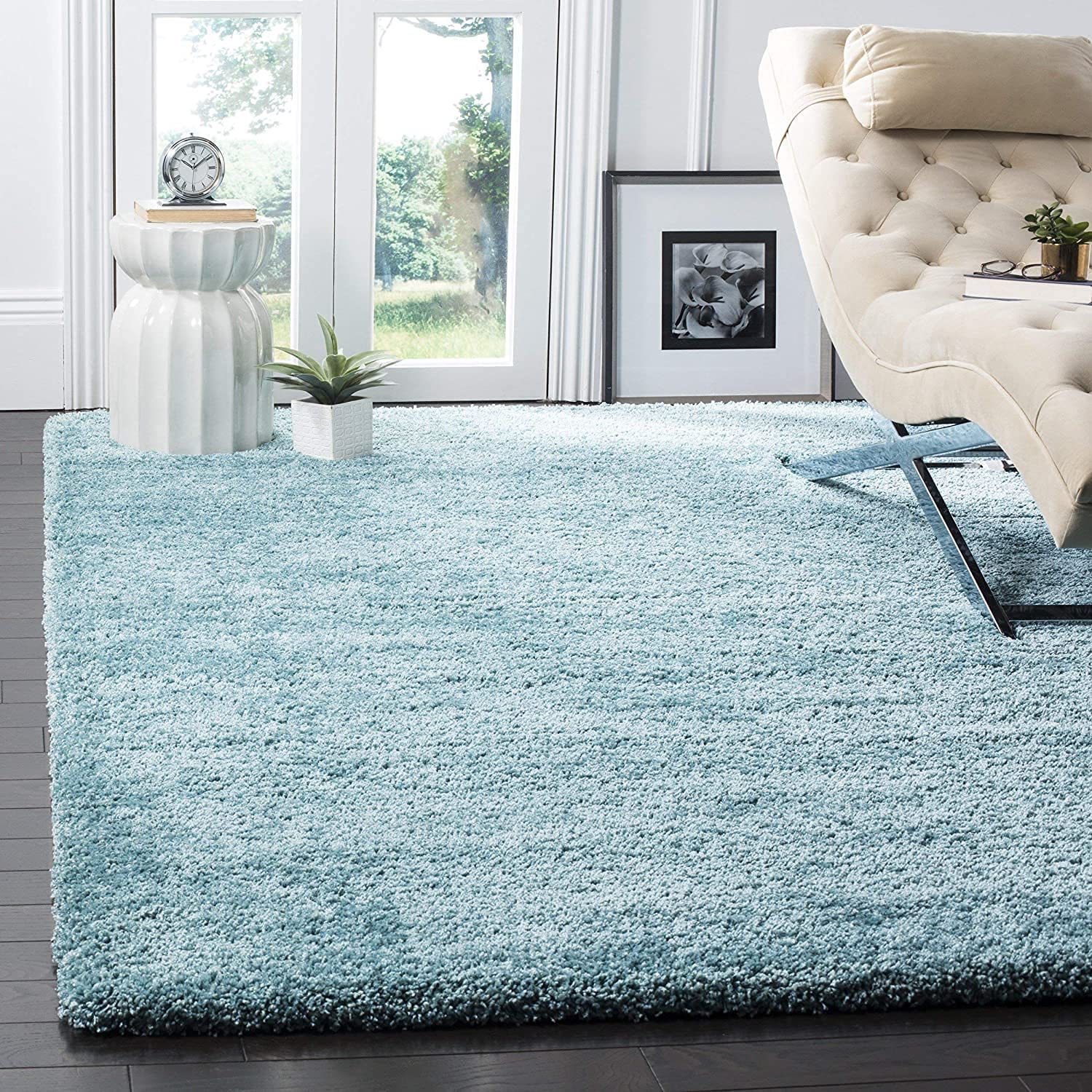 Hassan Carpet Microfiber Premium Modern Design Handwoven Carpet For Home & Office Floor Runner (Sky-Blue)