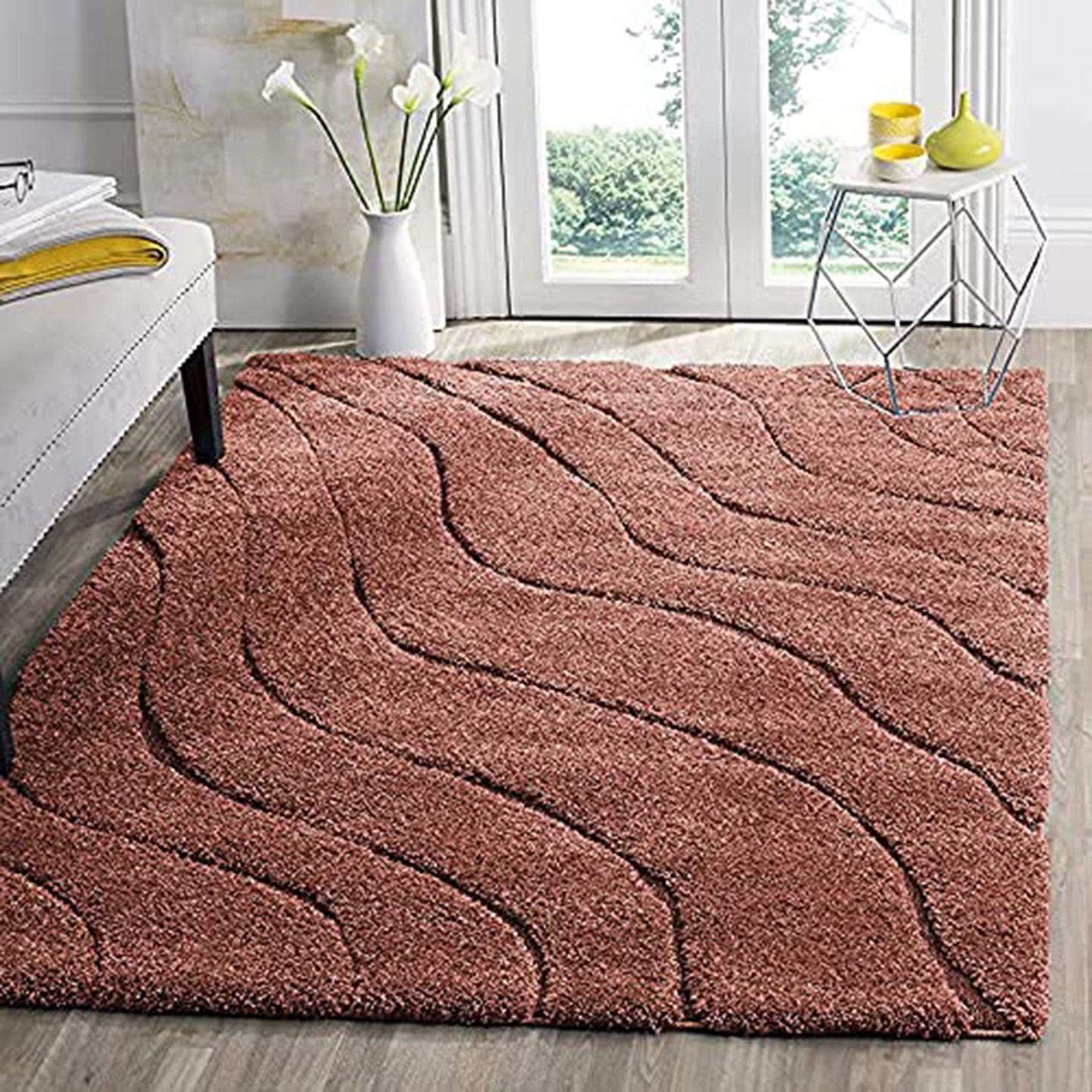 Hassan Carpet Pink Microfiber Cozy & Fluffy Shaggy Carpet and Rugs Best Suitable For Living room & Office Floor Mat With 2 inch Thickness
