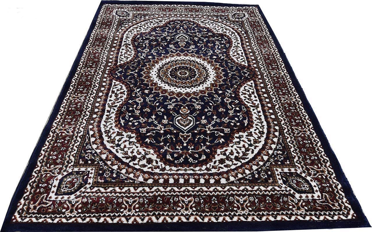 Hassan Carpet New Kashmiri Persian Design Extra Look Carpet for Living Room, Bedroom and For Hall, Blue A40