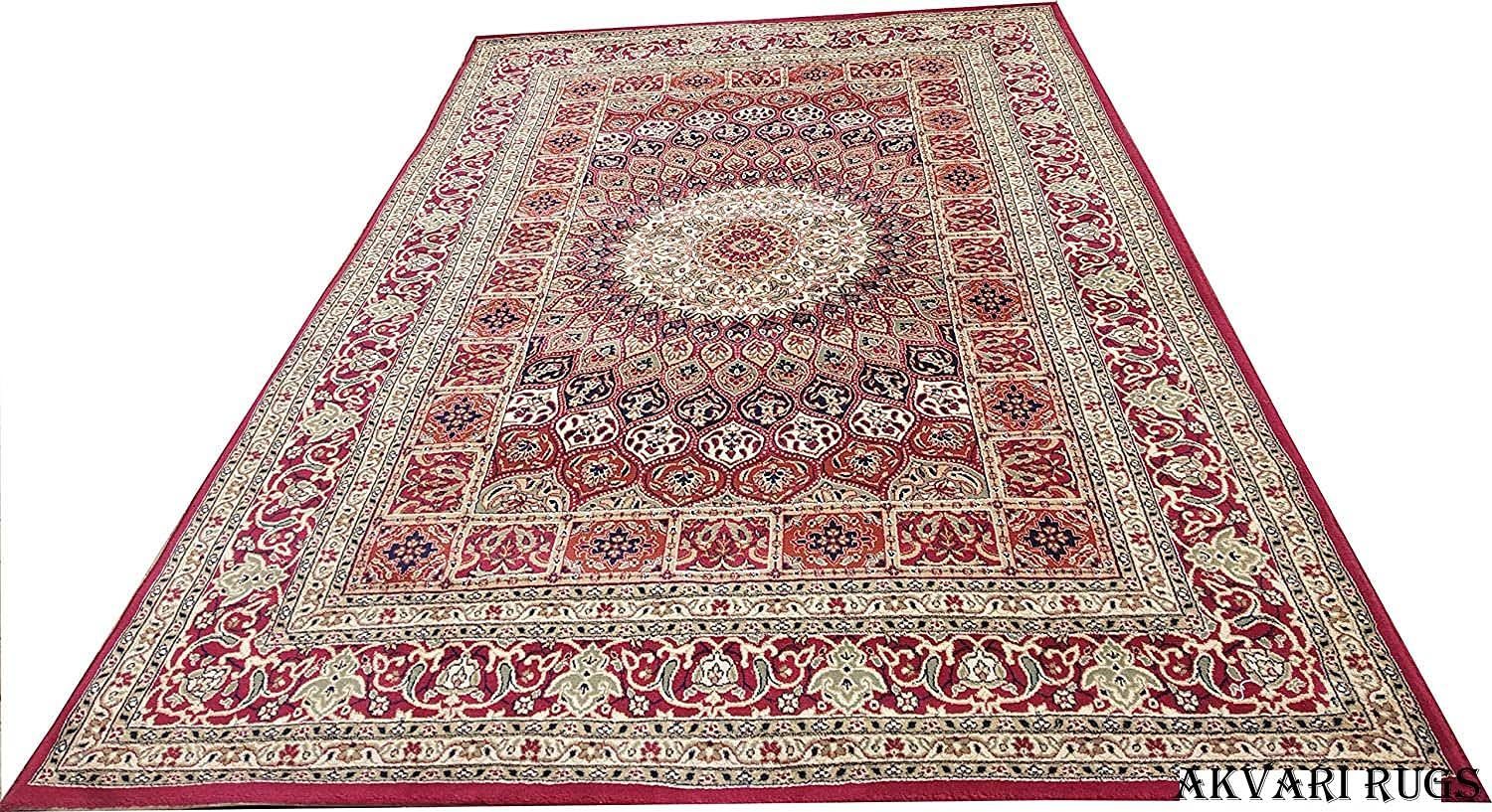 Hassan Carpet New Kashmiri Persian Design Extra Look Carpet for Living Room, Bedroom and For Hall, Red A84