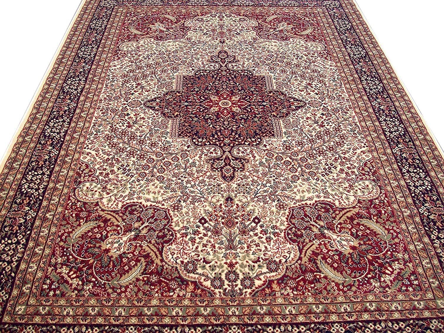 Hassan Carpet New Kashmiri Persian Design Extra Look Carpet for Living Room, Bedroom and For Hall, Ivory A11