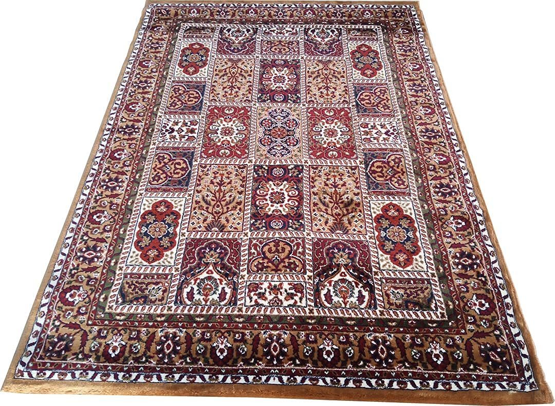 Hassan Carpet New Kashmiri Persian Design Extra Look Carpet for Living Room, Bedroom and For Hall, Gold A67
