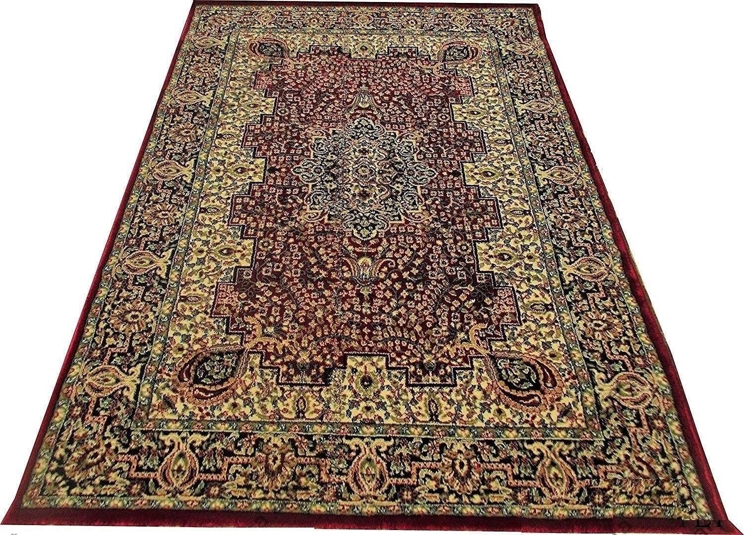 Hassan Carpet New Kashmiri Persian Design Extra Look Carpet for Living Room, Bedroom and For Hall, Maroon A80