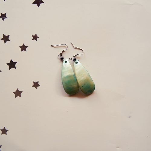 cow horn Green colour painted earring 