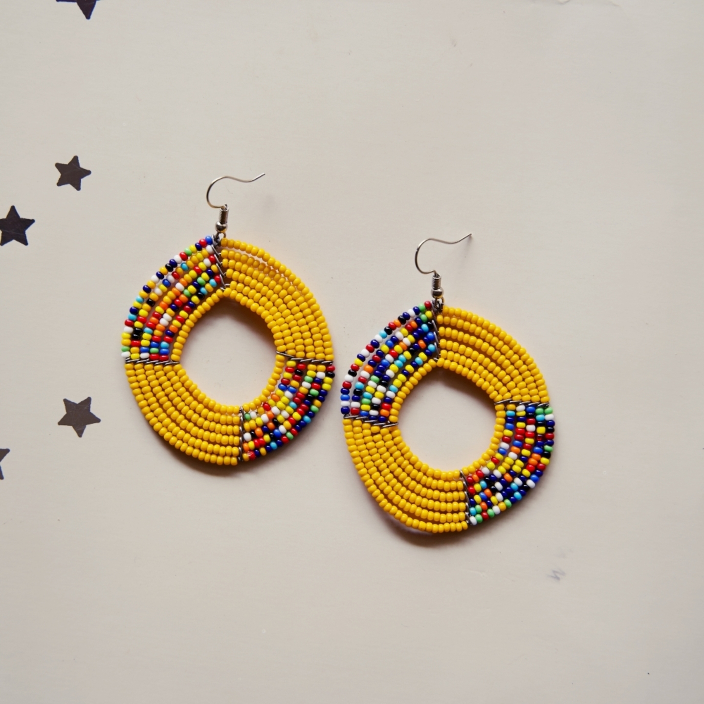 yellow and Multicoloured Maasai Beaded eaering