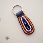 African leather beaded keychain